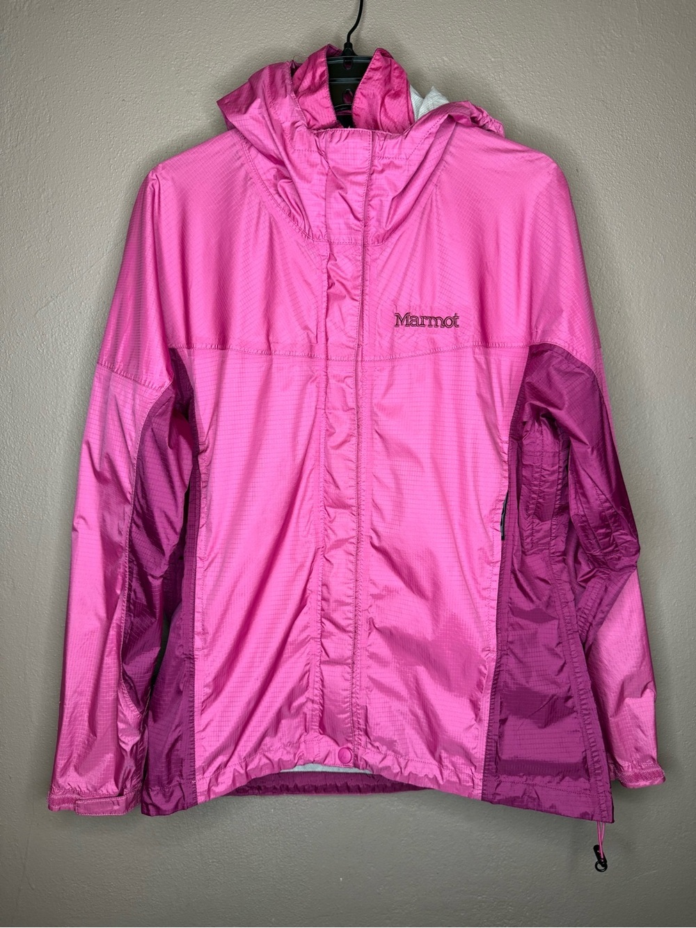 Marmot Women's Windbreaker Rain Coat Jacket Pink Full Zip Hooded Size Small